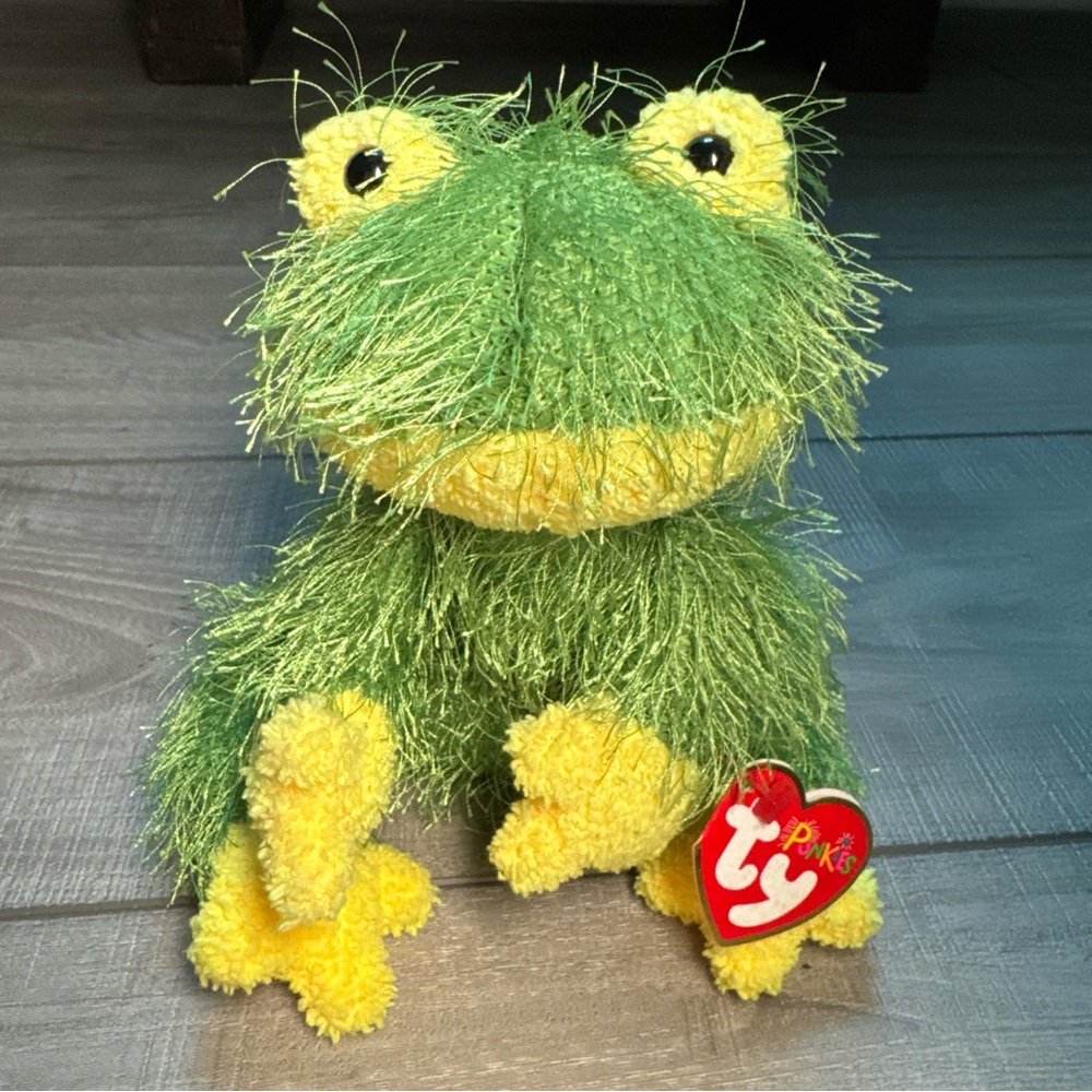TY Punkies - HOPSCOTCH the Frog (7 inch) NWT Stuffed Animal Toy‎ Green Yellow